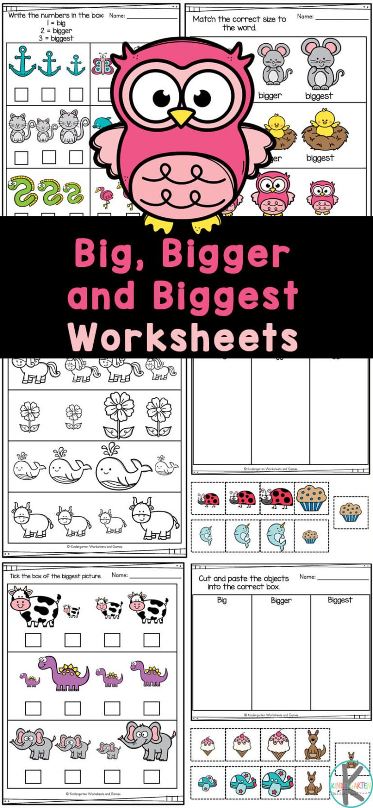 FREE Printable Big, Bigger and Biggest Kindergarten Math Worksheets