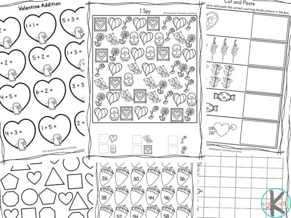 💕 FREE Valentines Day Math Worksheets for Kindergarten