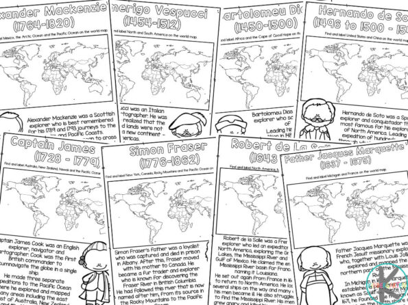 🧭 FREE Printable Famous Early Explorers Coloring Pages