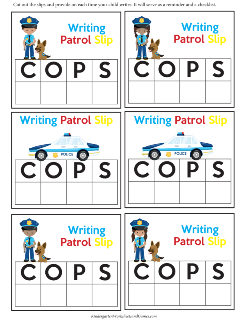 FREE Printable COPS Kindergarten Writing Checklist
