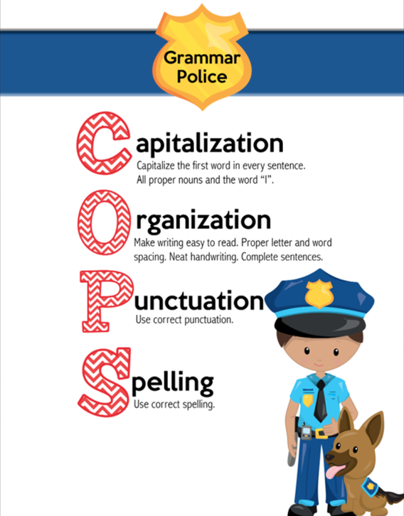 FREE Printable COPS Kindergarten Writing Checklist