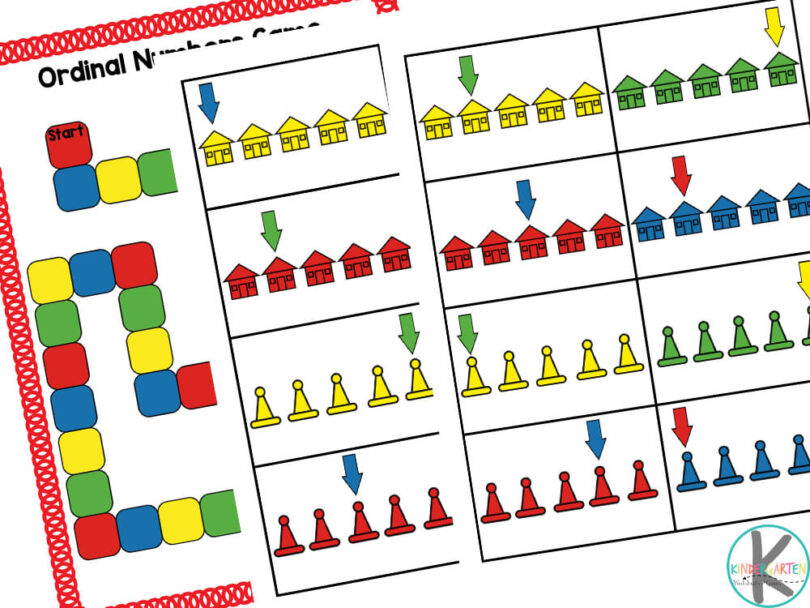 FREE Printable Ordinal Numbers Kindergarten Math Game