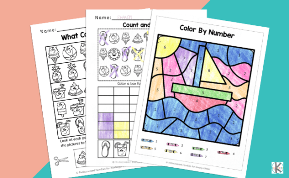 FREE Printable Kindergarten Summer Math Worksheets &amp; Activty Sheets