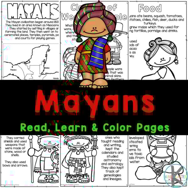 Learn who were the Mayans, what they were known for, and their intersting culture as you read, colour, and learn with these FREE Maya Coloring pages.