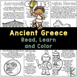 Learn about Ancient Greek civilization with FREE printable Greece Coloring Pages for kids! Read, color, & learn about acropolis, Olympics, and more!