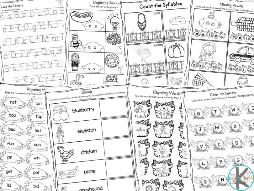 🦃 FREE Printable Thanksgiving Worksheets for Kindergarten