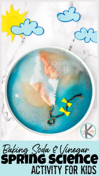 If you are looking for a simple, fun spring science project- you will love this kite thmed baking soda and vinegar experiment! In this spring science experiments, pre-k, kindergarten, first grade, and 2nd graders will what a simple chemical reaction take place between vinegar and baking soda. This spring stem activities a really easy spring activities for kindergarten that is the perfect addition to a spring theme!