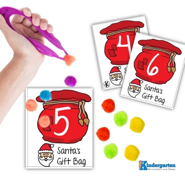 This fun Christmas Math works on counting with kindergarten students in December! Use FREE printable holiday activities to make learning fun!