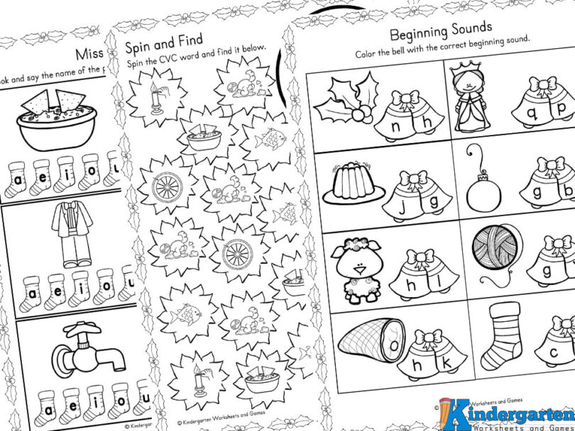 🎄 FREE Christmas Literacy Worksheets for Kindergarten