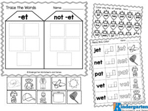 Et Worksheet.pdf FREE -et Word Family Worksheets for Kindergarten