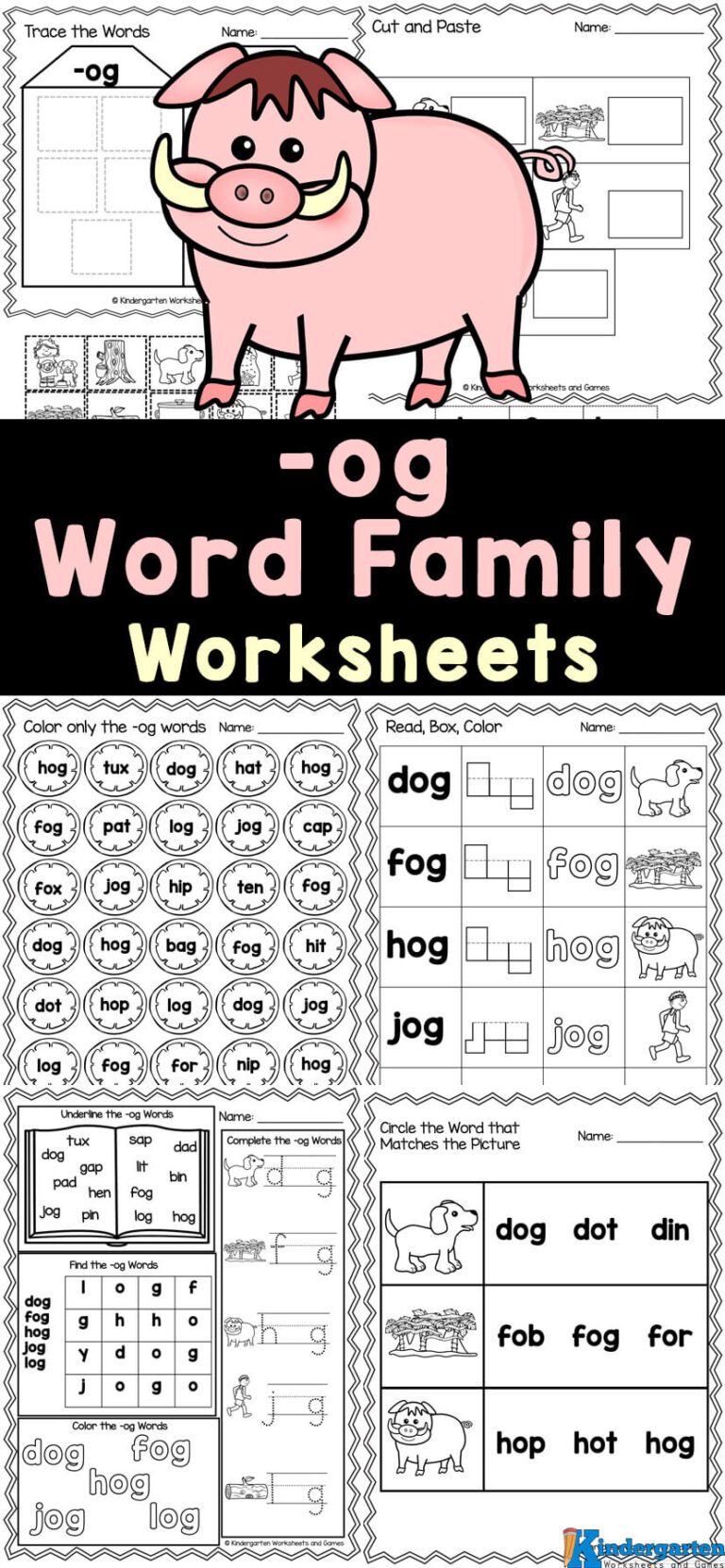 FREE og Word Family Worksheets For Kindergarten
