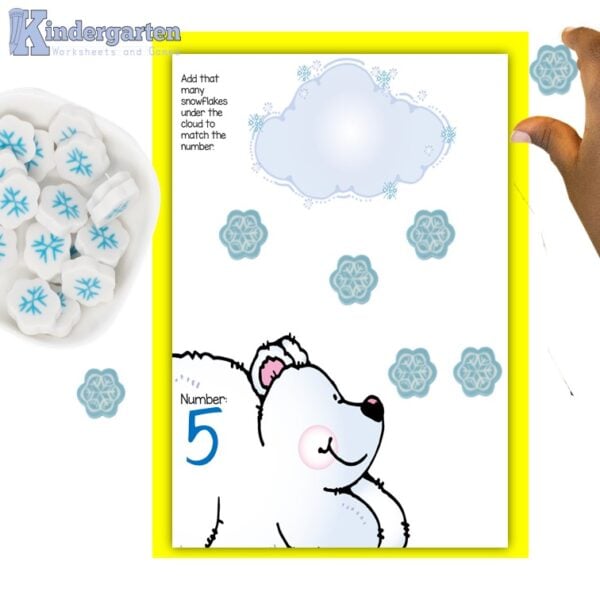 ❄ Cover the Snowflake - Winter Math Number Games for Kindergarten