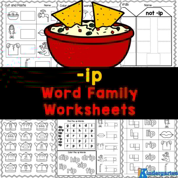 Grab these handy, FREE printable -ip word family worksheets with pictures to review how to read and spell with pre-k and kindergaten students.