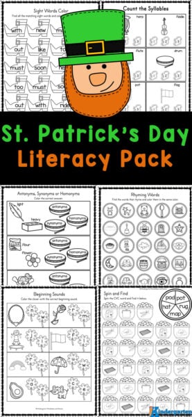 These fun, free St Patrick's Day Worksheets are a great way for children to learn, practice and review essential literacy skills while having fun with a March theme! These st. patricks day printables allow ore-k, kindergarten, and first graders to learn to recognize and write the letters of the alphabet, CVC words and more. Simply print the st patricks day worksheets and you are ready to play and learn!