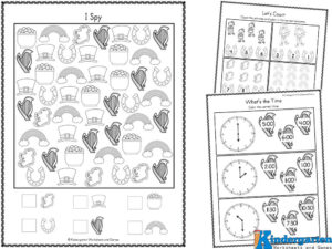 🍀 FREE St Patrick's Day Kindergarten Math Worksheet Printables