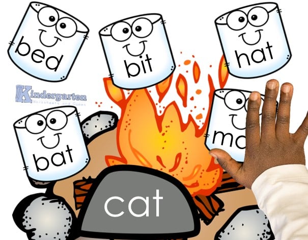 FREE Printable Camping Rhyming Words Matching Game for Kindergarten