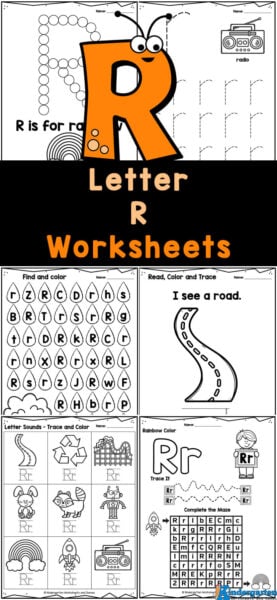 Make practicing writing letters fun and EASY with free printable alphabet worksheets! Here is a set 20 pages of letter r worksheets! In this pack are various ways for kindergartners to work on tracing letter r!  Simply print the set of pages to practice letter r worksheets preschool, pre-k, kindergarten, and first grade.  The tracing letter r worksheets pages include a huge variety including: do-a-dot printables, tracing upper and lowercase letter A, writing a worksheet, letter a sound review, roll and write, find and color, cut and paste, plus lots's more!