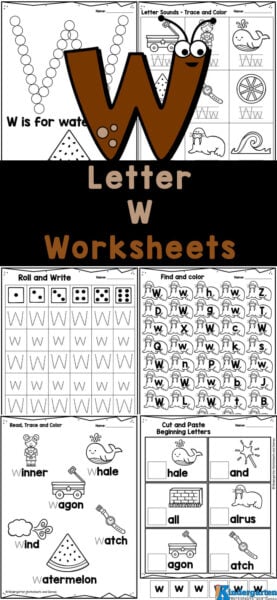 Make practicing writing letters fun and EASY with free printable alphabet worksheets! Here is a set 20 pages of letter w worksheets! In this pack are various ways for kindergartners to work on tracing letter w!  Simply print the set of pages to practice letter w worksheets preschool, pre-k, kindergarten, and first grade.  The tracing letter w worksheets pages include a huge variety including: do-a-dot printables, tracing upper and lowercase letter w, writing w worksheet, letter w sound review, roll and write, find and color, cut and paste, plus lots more!