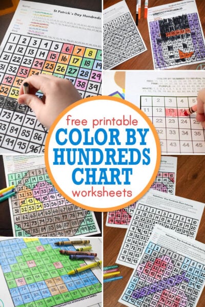 Kindergarten is a great time to work on counting to 100 with a hundreds chart and these fun color by hundreds chart hidden picture printables are a super fun activity to work on those counting skills. Like the usual color by numbers printables, you follow the key to find out what color to fill each number square with, and when you are done you reveal a hidden picture!