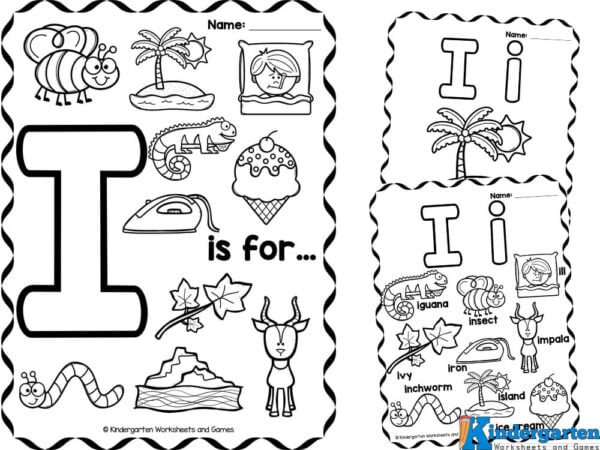Lowercase e with images that start with the letter e initial sound plus tracing lower case letter e too
Letter e poster with eight different labeled images with beginning sound /i/
Simple capital Letter I worksheets with three images and letter i tracing in ruled line lines
Simple small Letter i printable with three images and letter i tracing in ruled line lines
