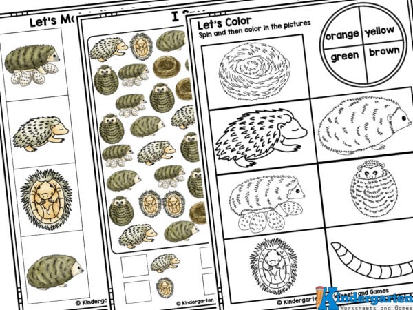 cute animal i spy with clipart of hedge hog plus color the hedgehogs to work on colors with preschoolers and kindergartners Life Cycle of a Hedgehog