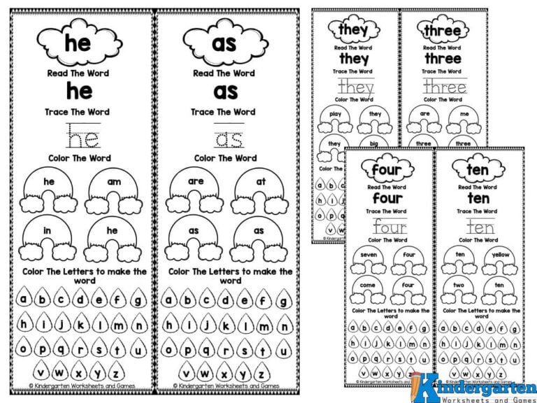 FREE Printable Sight Words for Kindergarten Worksheets