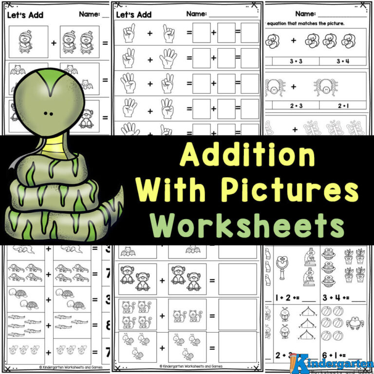 Addition With Pictures For Kindergarten Free Math Worksheets