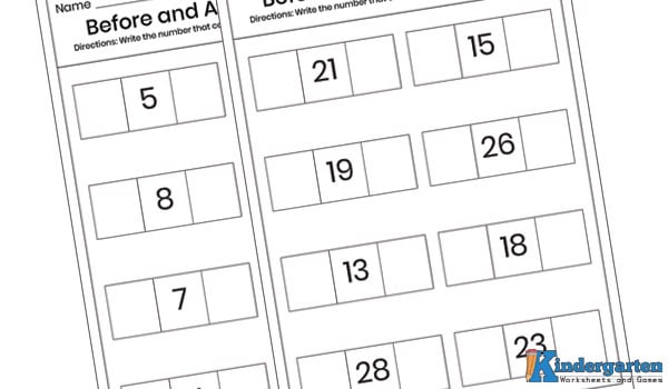 Next, is this before and after number worksheet. In these worksheets kids have to write both the before and after number from the given number.

This activity will require kids to use both forward and backward counting.