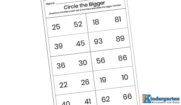 circle the bigger number worksheet Circle the Bigger Number In this circle the bigger number worksheet, kids will have to compare the numbers in each set and circle the bigger number. This activity helps children develop their understanding of number values and enhances their basic math skills in a fun and engaging way.