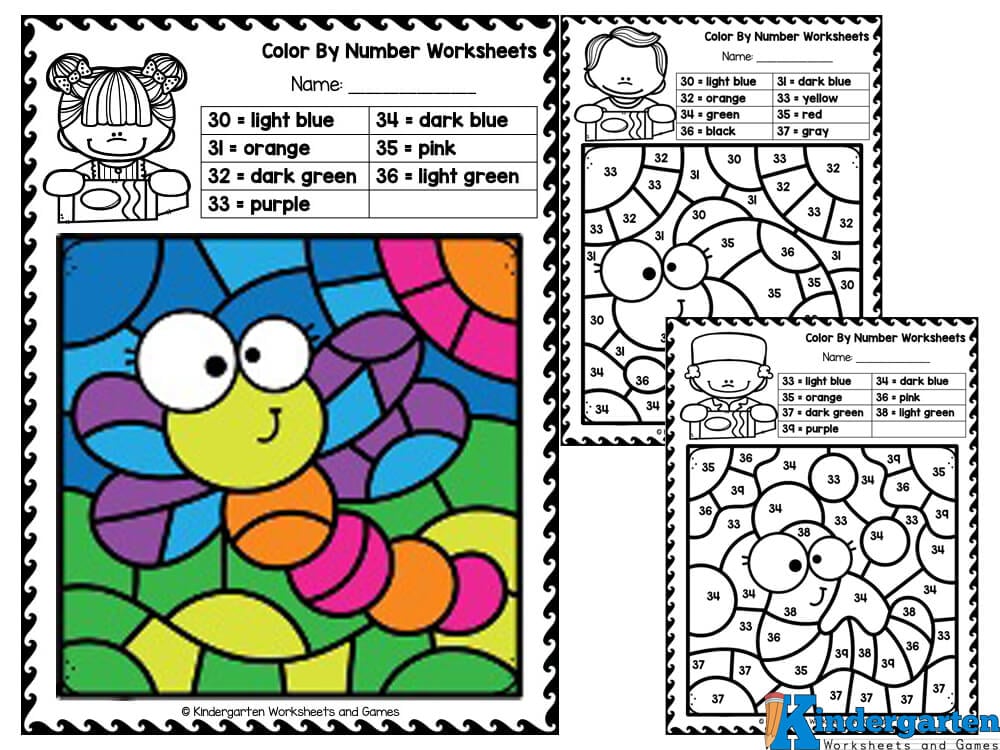 🪲 Bug Pictures Color by Numbers 30-39 Coloring Pages - Free Printable ...