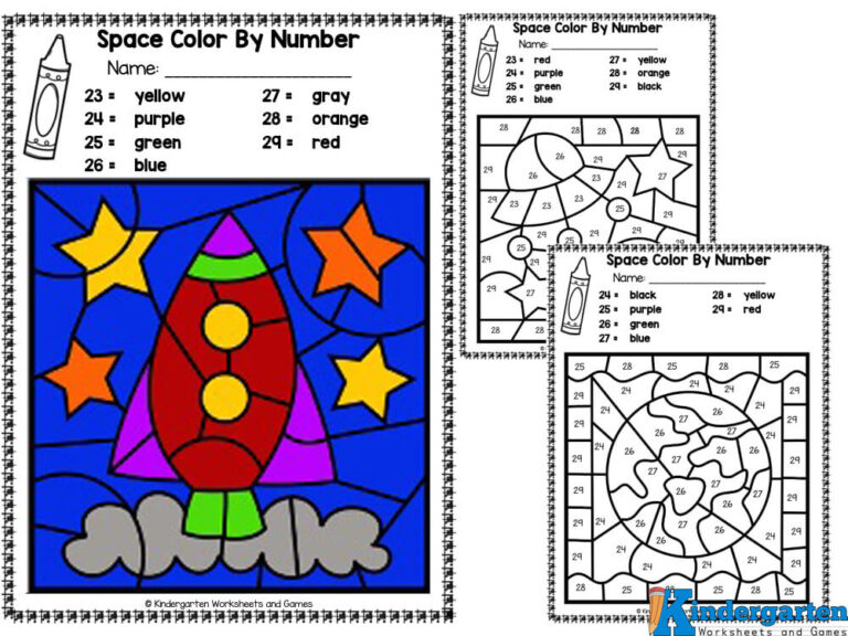 🚀 Space Color by Numbers 20-29 Coloring Pages - Free Printable Worksheets