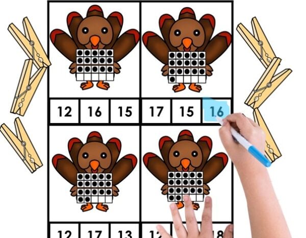 Whether you are a parent, teacher, or homeschooler - this teen number activity is perfect for classroom or home use. Use it for center, homework, extra practice, and more. The fun turkey theme works with a farm theme, Thanksgiving, animal theme, and more. 