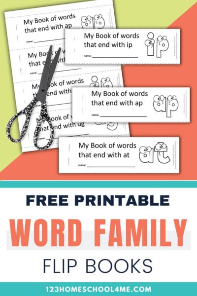 Our free word families printable flip book is a fun resource for kindergarten students learning to read! As students turn the pages, they see how each word family's ending stays the same. Change the first letter, and they have a new word to read. It's a simple but powerful tool for early readers. It works great in literacy centers, for early finishers, or even as an at-home activity.