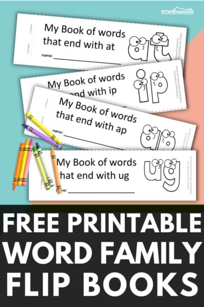 Want to make reading fun and engaging for kindergarteners? Visit kindergartenworksheets and games.com to get a free printable word family flip book. As kids turn the pages, they see how the ending of each word remains the same. We've used CVC words and pictures to make it easier for young readers. Save this pin to have this easy-to-use resource on hand whenever needed!