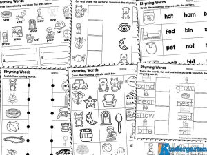 Free Match the Rhyming Words Worksheet with Matching Pictures Pages