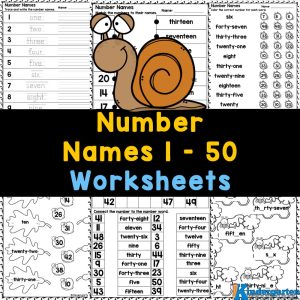 Number Names 1 to 50 Worksheets