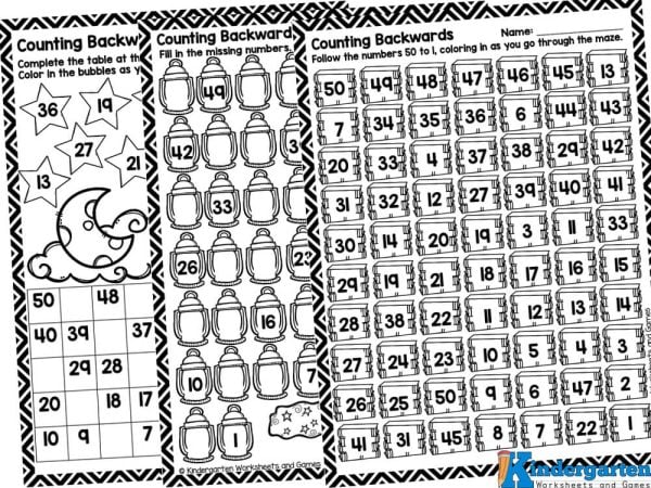 backward counting worksheets In this pack, you will receive 12 pages of number backward counting. The answer key is included! Included is a variety of activities: