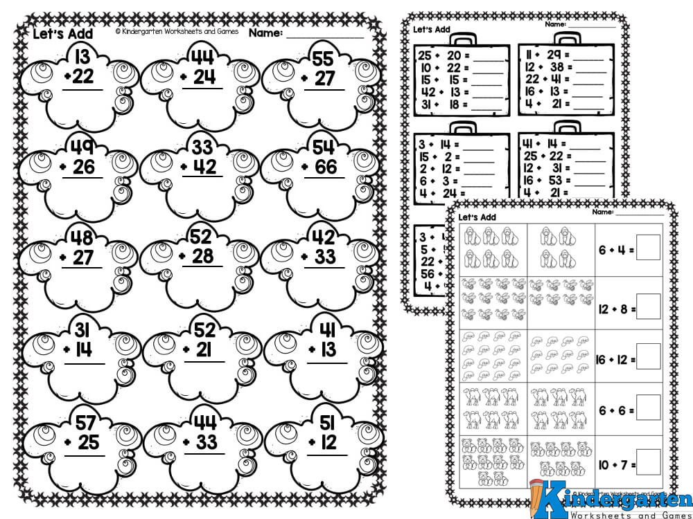 Adding Sheets for Kindergarten - Free Math Worksheets Addition