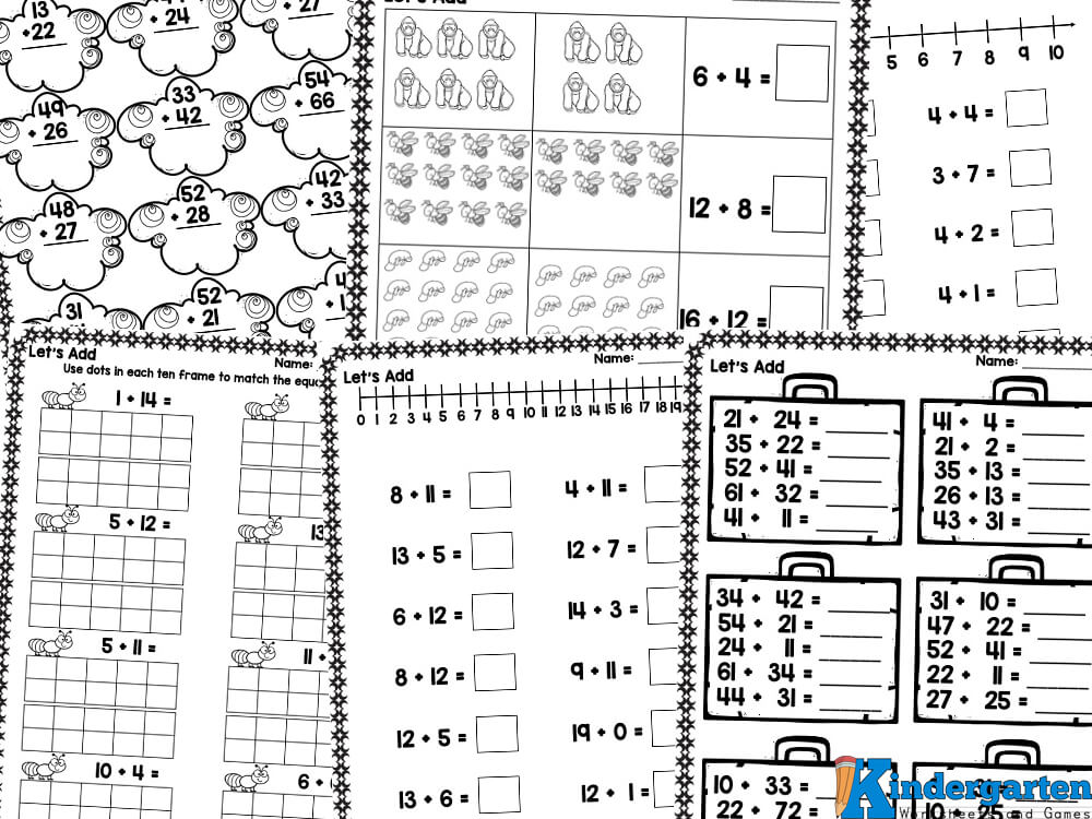 Adding Sheets for Kindergarten - Free Math Worksheets Addition