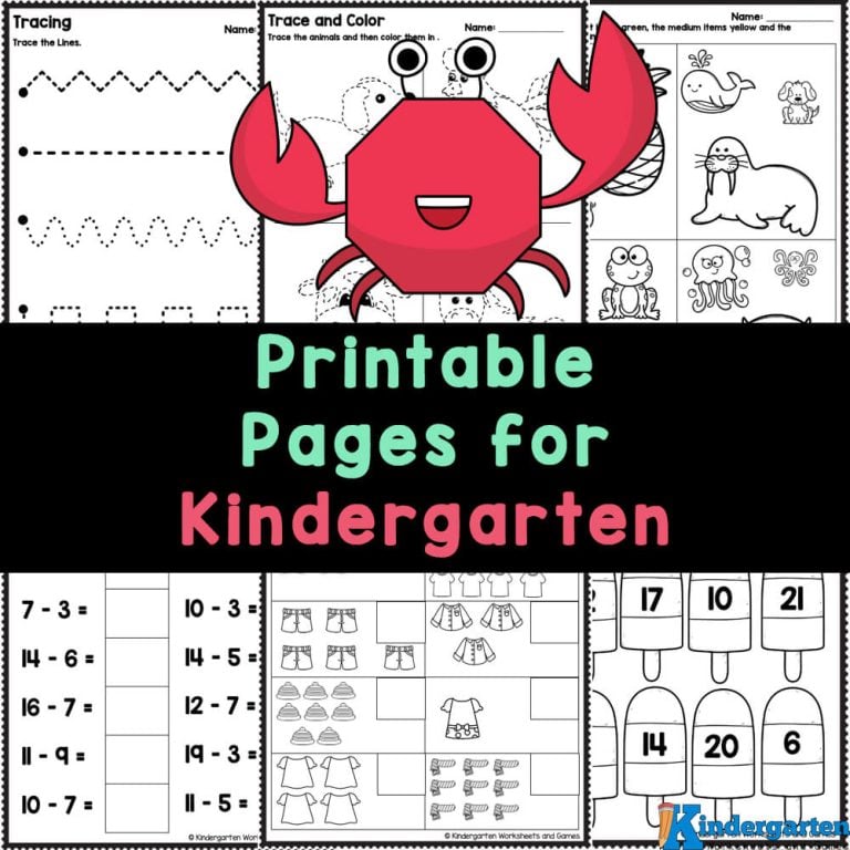 Free Printable Pages for Kindergarten