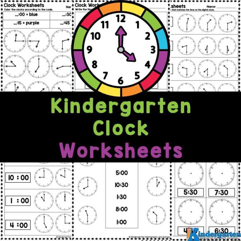 Kindergarten Clock Worksheets – Telling Time to the Hour and Half Hour