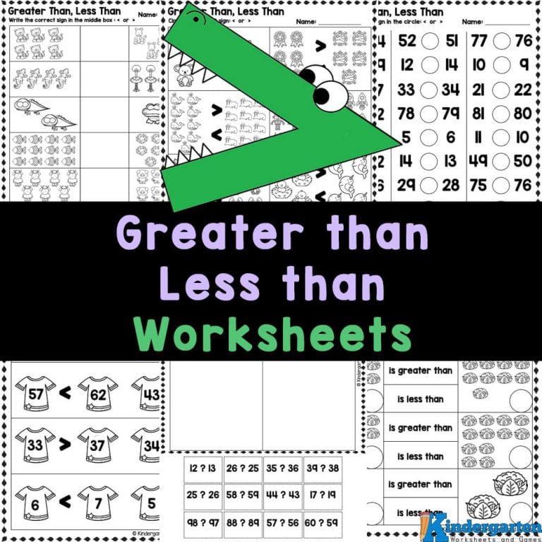 Greater than Less than Worksheets for Kindergarten