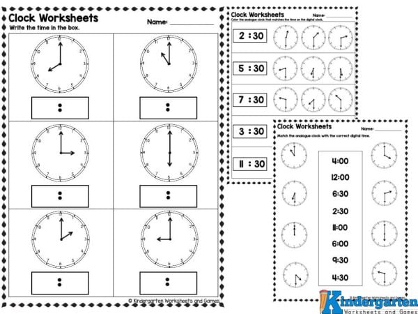 half past and o clock worksheet