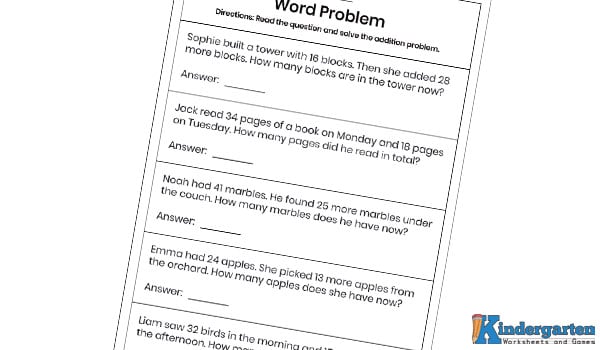 In this worksheet, kids will read word problems that involve double-digit addition. They’ll use critical thinking to understand each scenario and solve the problems correctly. A great way to connect math to real-life situations!