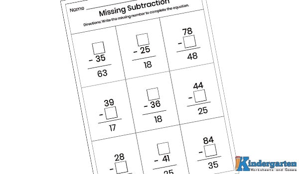 Double Digit Missing Numbers Subtraction Worksheet Double Digit Missing Numbers Subtraction Worksheet