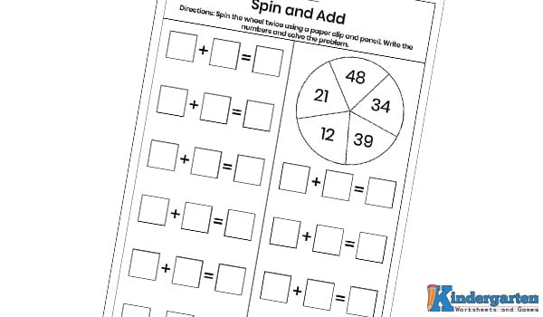 In this worksheet, children will use a spinner (or paper pin and pencil) to spin twice, generate two double-digit numbers, write them down, and then solve the addition problem. It's a playful way to practice mental math!