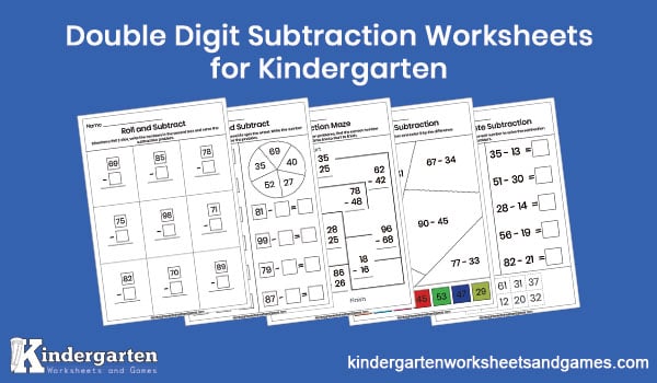 2 Digit Subtraction Worksheets for Kindergarten