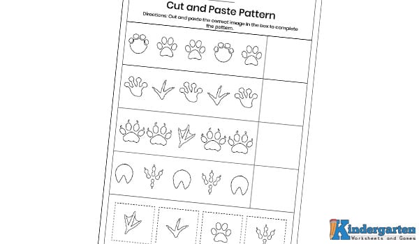 In this fun cut-and-paste worksheet, kids will look at each pattern and choose the correct image to complete it. They’ll cut out the pictures and paste the right one in the empty box. This hands-on activity helps improve fine motor skills, pattern recognition, and logical thinking.