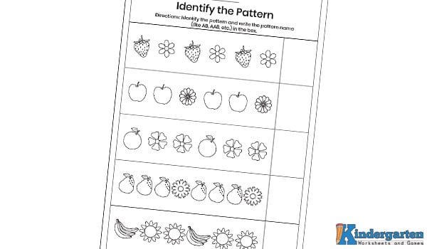 This fun worksheet helps kids practice recognizing different types of repeating patterns. They will look at each pattern, figure out what kind it is—like AB, AAB, or ABB—and write the pattern name in the box next to it. This activity builds early math and thinking skills by helping children spot and describe patterns.