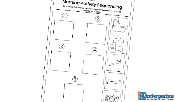 This is a morning activity sequencing worksheet where kids will cut out the pictures and paste them in the correct order to show what we do in the morning—like waking up, brushing teeth, and having breakfast. This fun activity helps children understand daily routines and build sequencing skills.
